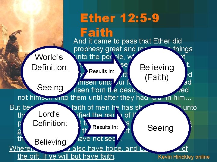 Ether 12: 5 -9 Faith And it came to pass that Ether did prophesy