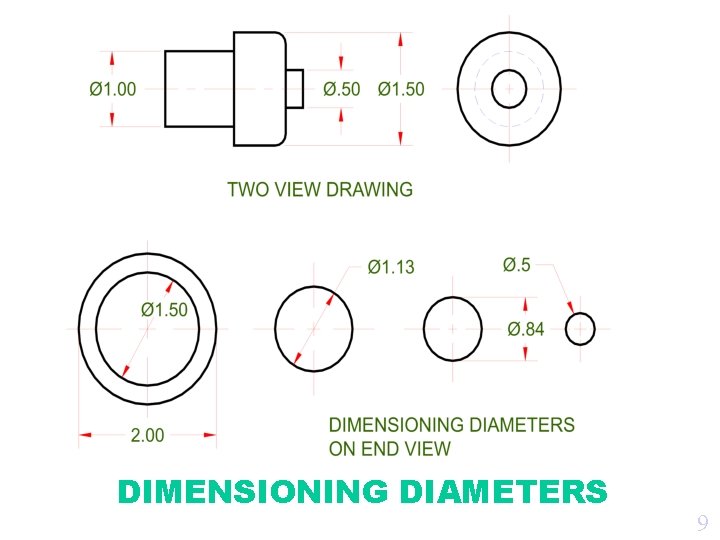 DIMENSIONING DIAMETERS 9 