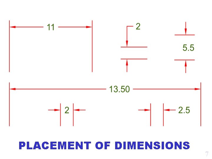 PLACEMENT OF DIMENSIONS 7 