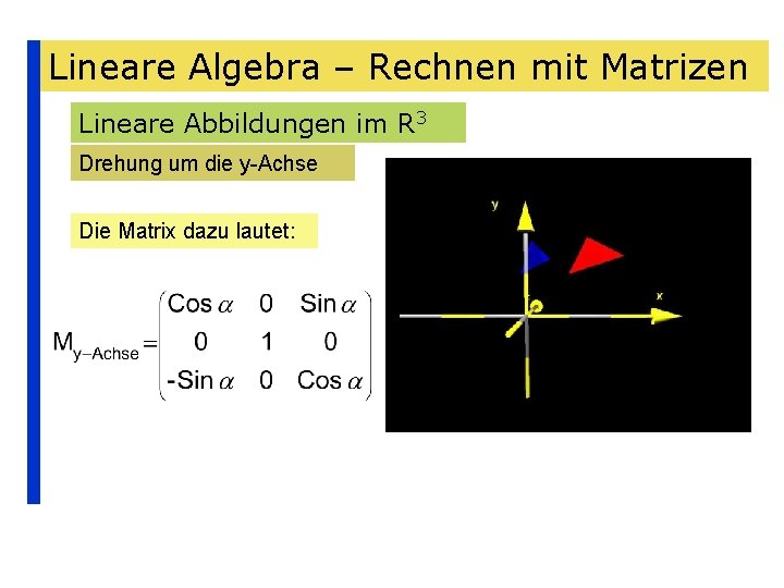 Lineare Algebra – Rechnen mit Matrizen Lineare Abbildungen im R 3 Drehung um die