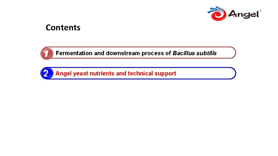 Contents 1 Fermentation and downstream process of Bacillus subtilis 2 Angel yeast nutrients and