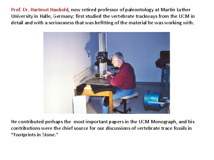 Prof. Dr. Hartmut Haubold, now retired professor of paleontology at Martin Luther University in