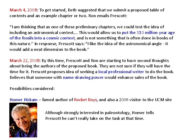 March 4, 2008: To get started, Beth suggested that we submit a proposed table