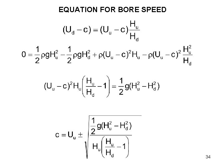EQUATION FOR BORE SPEED 34 