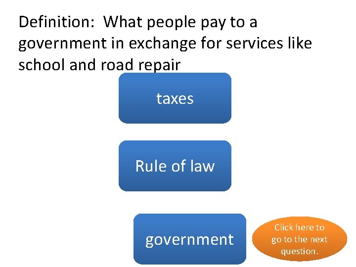 Definition: What people pay to a government in exchange for services like school and