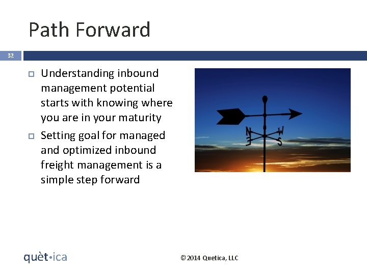 Path Forward 32 Understanding inbound management potential starts with knowing where you are in