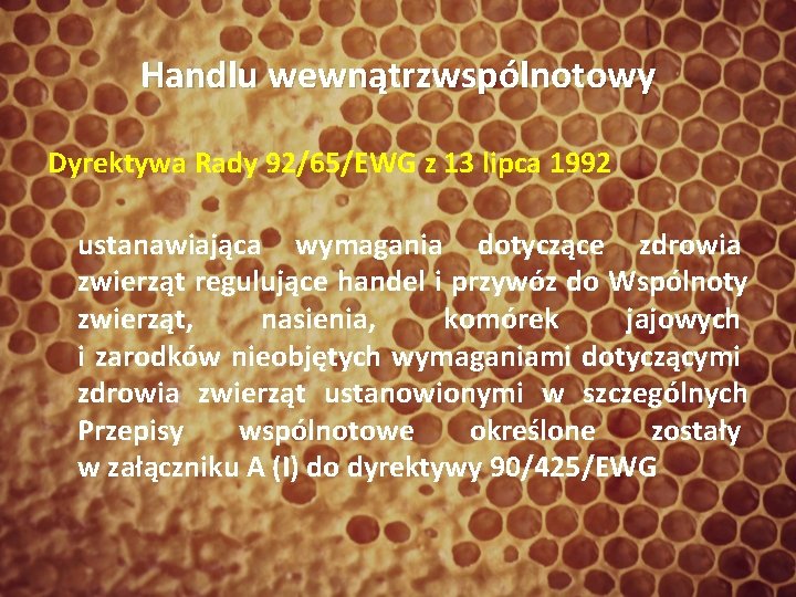 Handlu wewnątrzwspólnotowy Dyrektywa Rady 92/65/EWG z 13 lipca 1992 ustanawiająca wymagania dotyczące zdrowia zwierząt