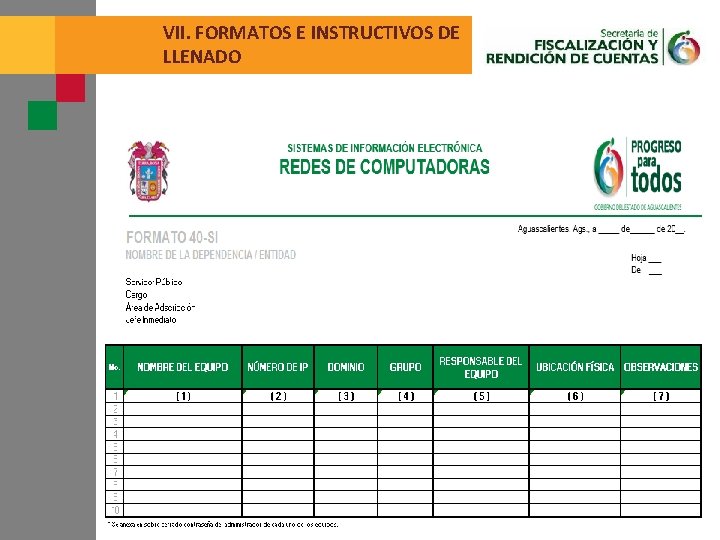 VII. FORMATOS E INSTRUCTIVOS DE LLENADO 