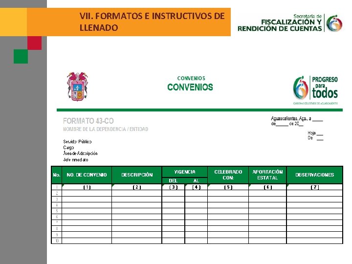 VII. FORMATOS E INSTRUCTIVOS DE LLENADO 