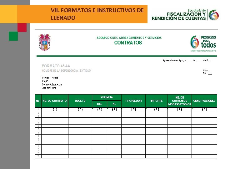 VII. FORMATOS E INSTRUCTIVOS DE LLENADO 