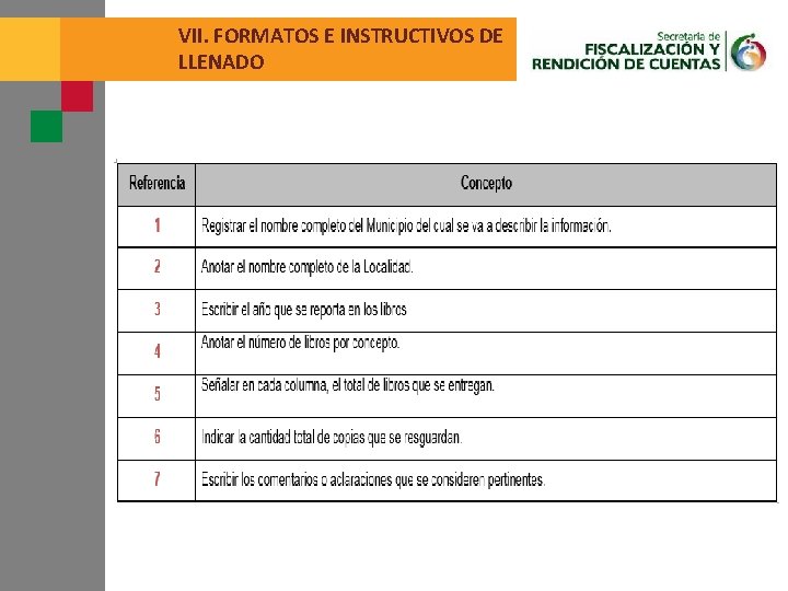 VII. FORMATOS E INSTRUCTIVOS DE LLENADO 