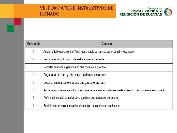 VII. FORMATOS E INSTRUCTIVOS DE LLENADO 