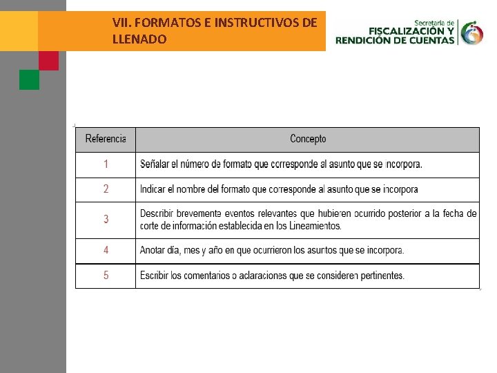 VII. FORMATOS E INSTRUCTIVOS DE LLENADO 