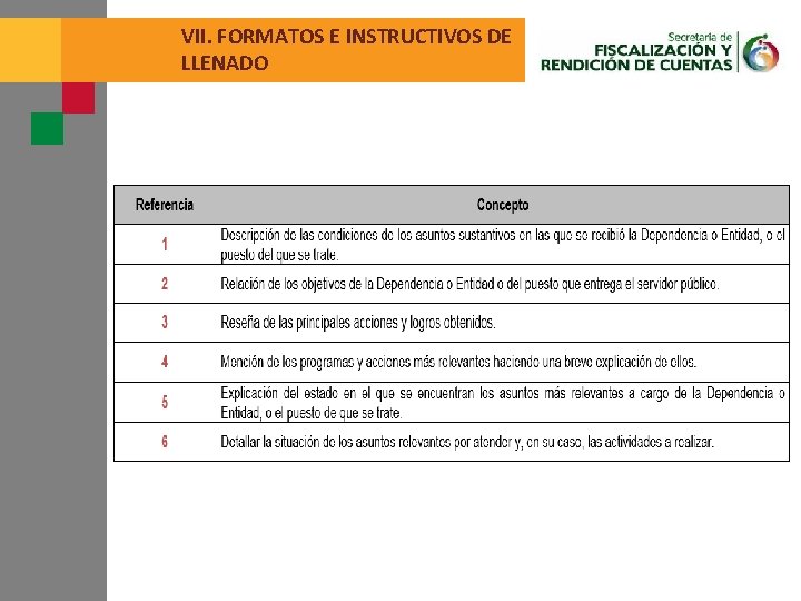 VII. FORMATOS E INSTRUCTIVOS DE LLENADO 