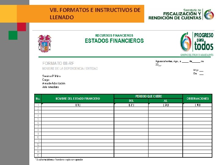 VII. FORMATOS E INSTRUCTIVOS DE LLENADO 