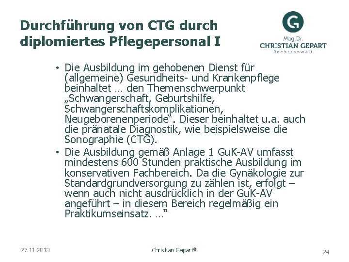 Durchführung von CTG durch diplomiertes Pflegepersonal I • Die Ausbildung im gehobenen Dienst für