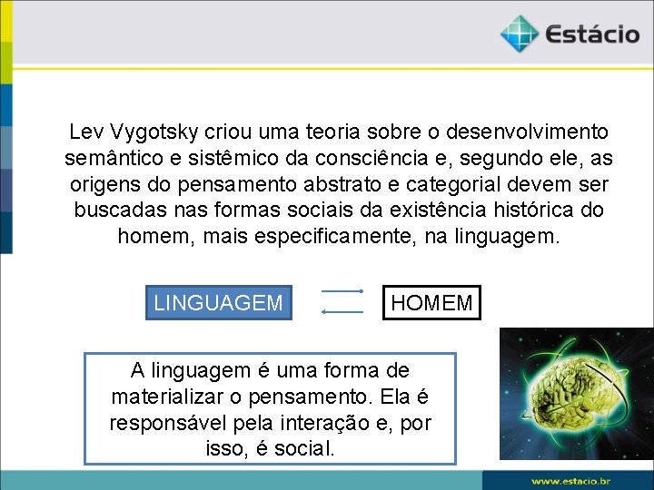 Lev Vygotsky criou uma teoria sobre o desenvolvimento semântico e sistêmico da consciência e,