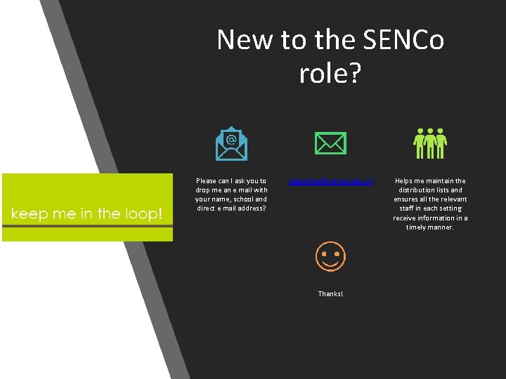 New to the SENCo role? Please can I ask you to drop me an