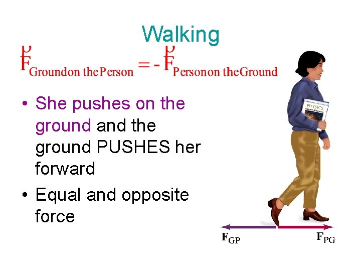 Walking • She pushes on the ground and the ground PUSHES her forward •