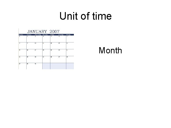 Unit of time Month 