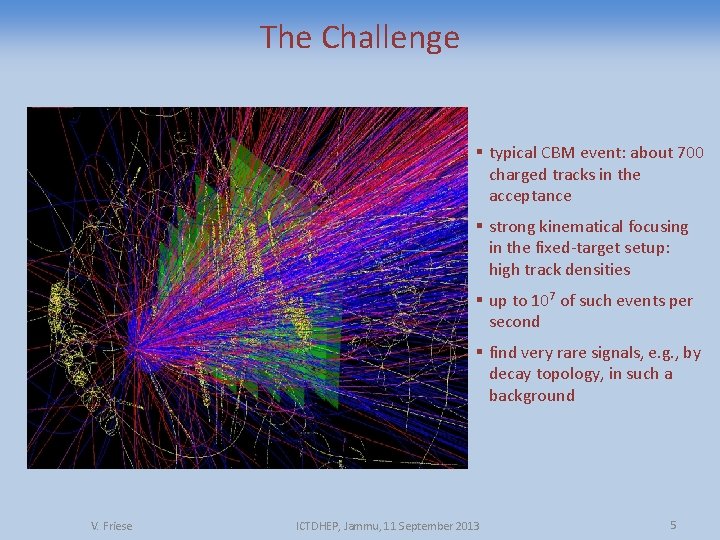 The Challenge § typical CBM event: about 700 charged tracks in the acceptance §