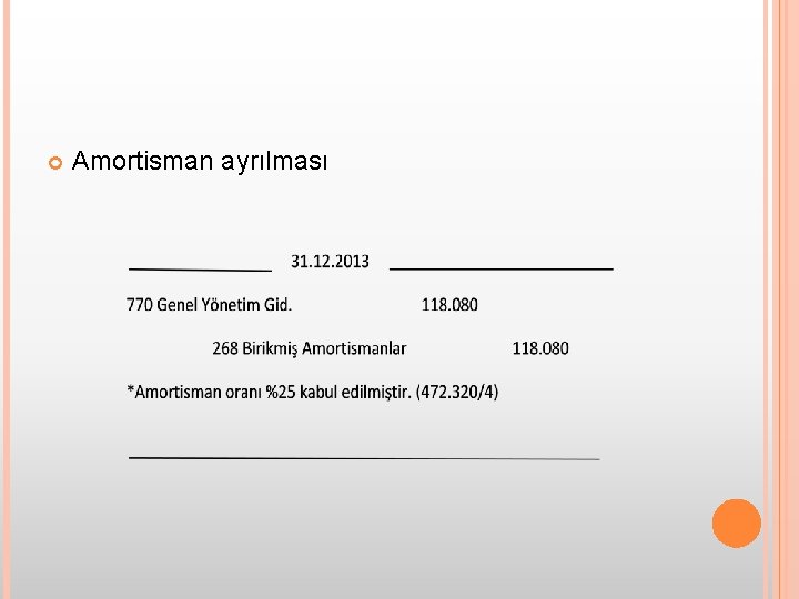  Amortisman ayrılması 