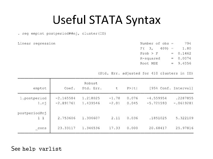 Useful STATA Syntax 