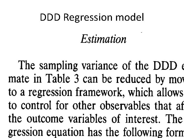 DDD Regression model 