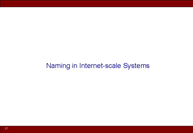 Naming in Internet-scale Systems 27 © 2010 Noah Mendelsohn 