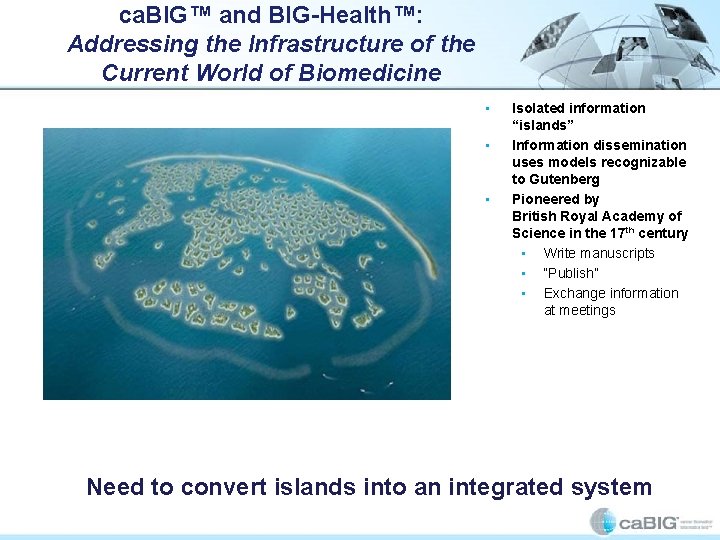 ca. BIG™ and BIG-Health™: Addressing the Infrastructure of the Current World of Biomedicine •