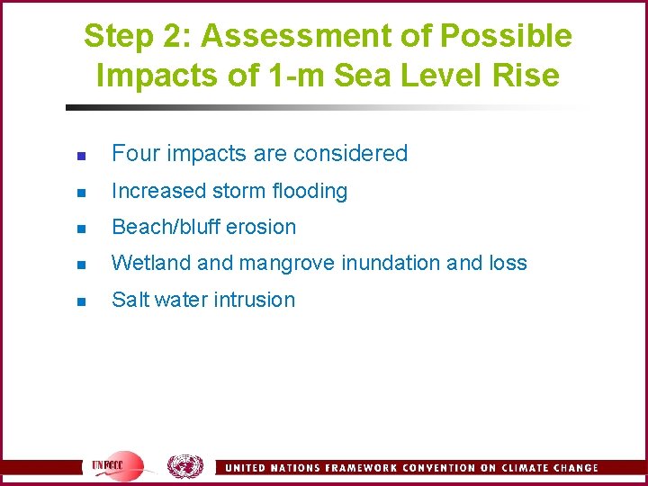 Step 2: Assessment of Possible Impacts of 1 -m Sea Level Rise n Four