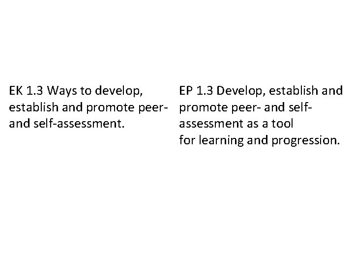 EK 1. 3 Ways to develop, EP 1. 3 Develop, establish and promote peer-