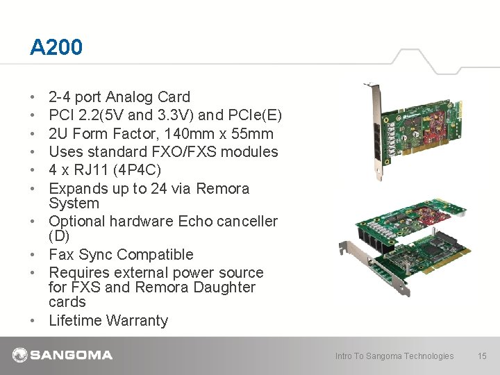 A 200 • • • 2 -4 port Analog Card PCI 2. 2(5 V