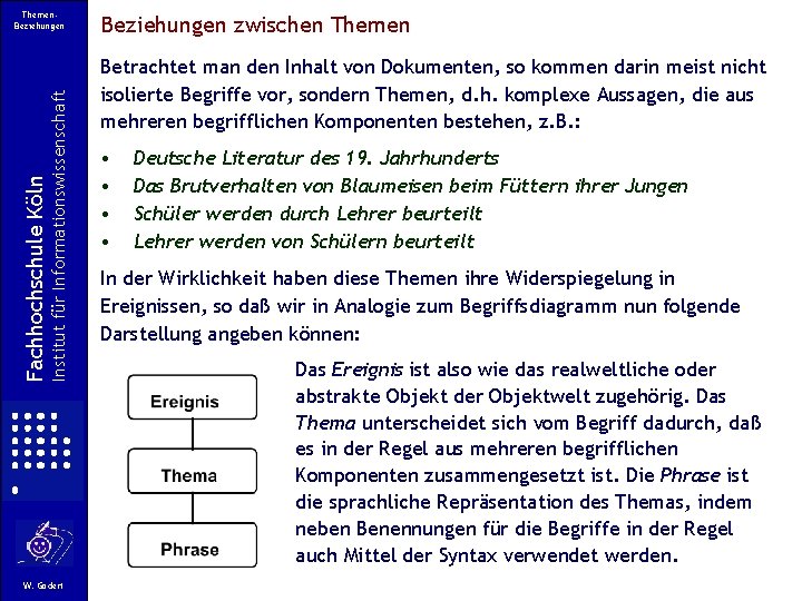 Institut für Informationswissenschaft Fachhochschule Köln Themen. Beziehungen W. Gödert Beziehungen zwischen Themen Betrachtet man Institut für Informationswissenschaft Fachhochschule Köln Themen. Beziehungen W. Gödert Beziehungen zwischen Themen Betrachtet man