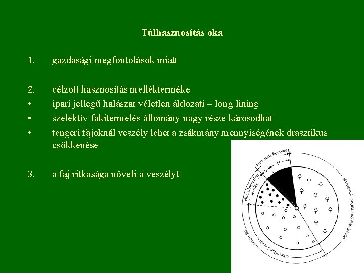 Túlhasznosítás oka 1. gazdasági megfontolások miatt 2. • • • célzott hasznosítás mellékterméke ipari