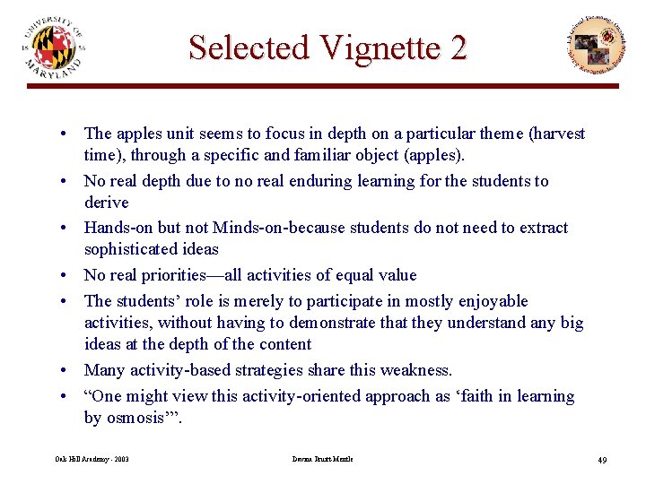 Selected Vignette 2 • The apples unit seems to focus in depth on a