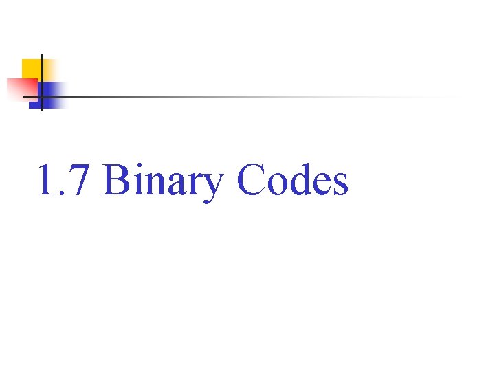 1. 7 Binary Codes 