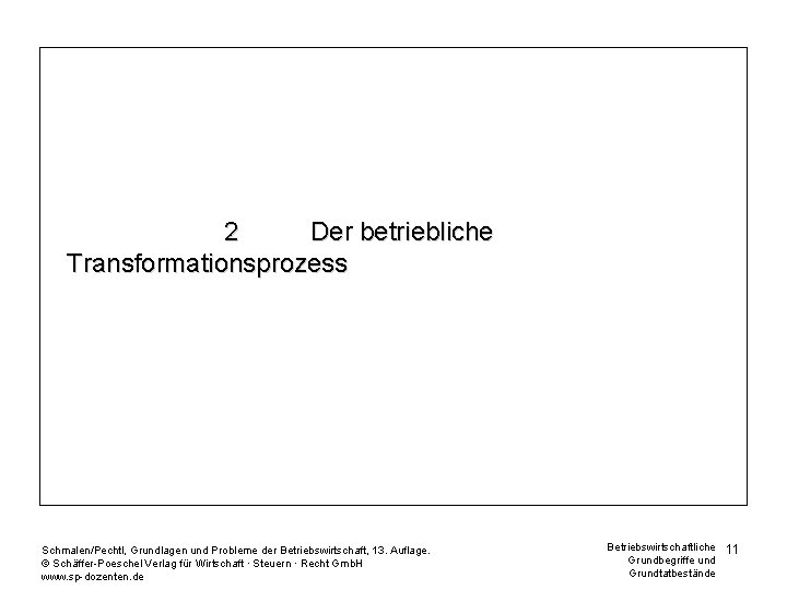 2 Der betriebliche Transformationsprozess Schmalen/Pechtl, Grundlagen und Probleme der Betriebswirtschaft, 13. Auflage. © Schäffer-Poeschel