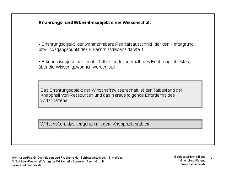 Erfahrungs- und Erkenntnisobjekt einer Wissenschaft • Erfahrungsobjekt: der wahrnehmbare Realitätsausschnitt, der den Hintergrund bzw.