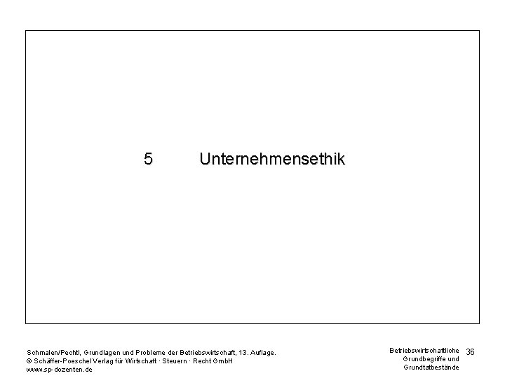 5 Unternehmensethik Schmalen/Pechtl, Grundlagen und Probleme der Betriebswirtschaft, 13. Auflage. © Schäffer-Poeschel Verlag für