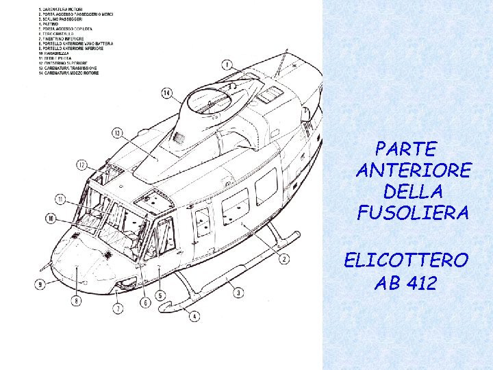 PARTE ANTERIORE DELLA FUSOLIERA ELICOTTERO AB 412 