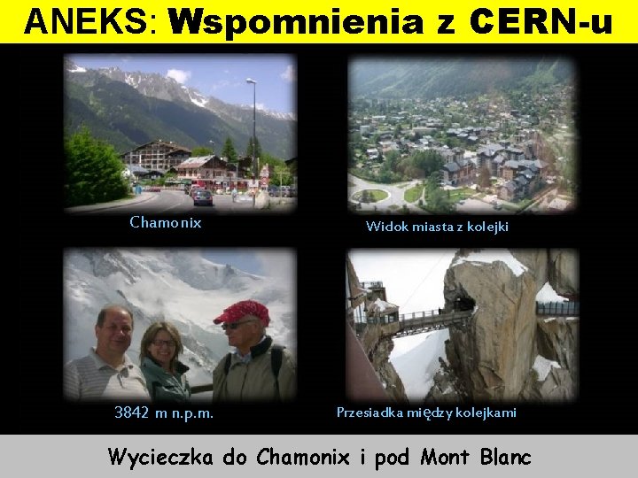 ANEKS: Wspomnienia z CERN-u Chamonix 3842 m n. p. m. Widok miasta z kolejki