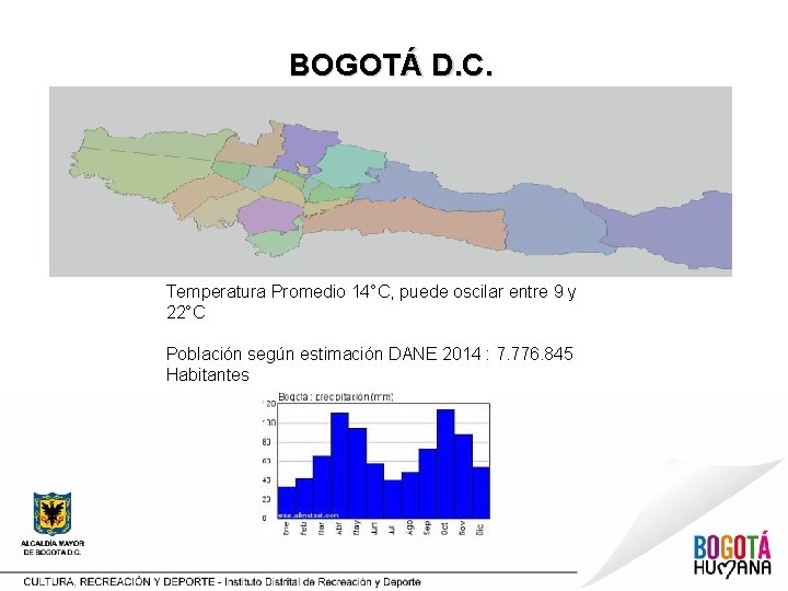 BOGOTÁ D. C. Temperatura Promedio 14°C, puede oscilar entre 9 y 22°C Población según