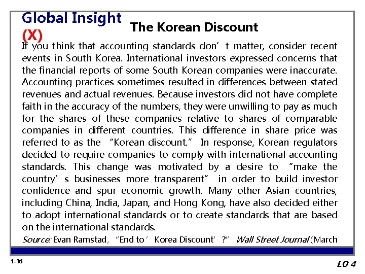 Global Insight The Korean Discount (X) If you think that accounting standards don’t matter,
