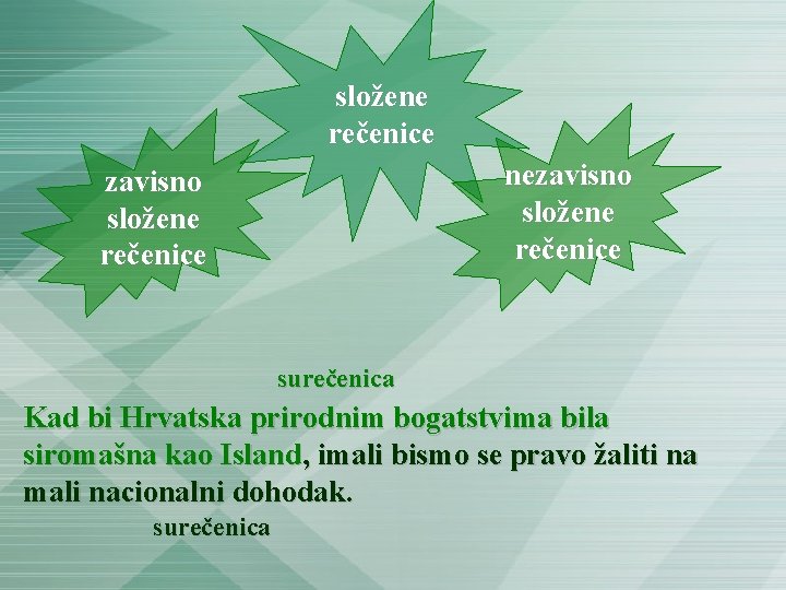 složene rečenice nezavisno složene rečenice surečenica Kad bi Hrvatska prirodnim bogatstvima bila siromašna kao