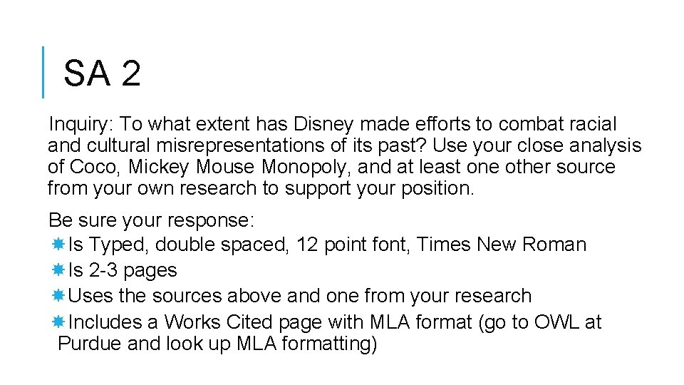 SA 2 Inquiry: To what extent has Disney made efforts to combat racial and