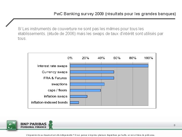 Pw. C Banking survey 2009 (résultats pour les grandes banques) 8/ Les instruments de