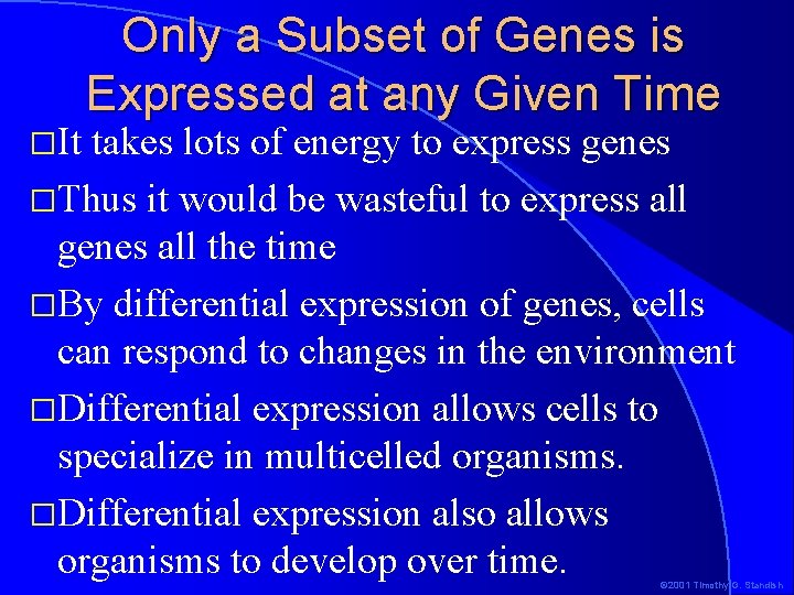 �It Only a Subset of Genes is Expressed at any Given Time takes lots