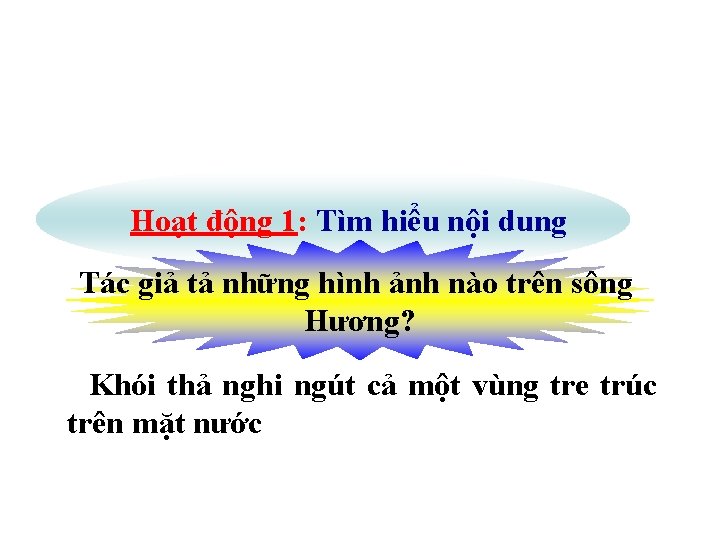 Hoạt động 1: Tìm hiểu nội dung Tác giả tả những hình ảnh nào