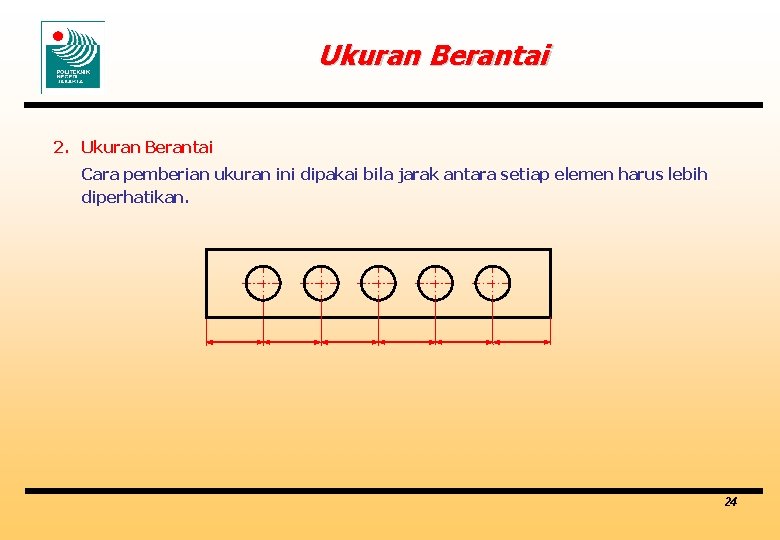 Ukuran Berantai 2. Ukuran Berantai Cara pemberian ukuran ini dipakai bila jarak antara setiap